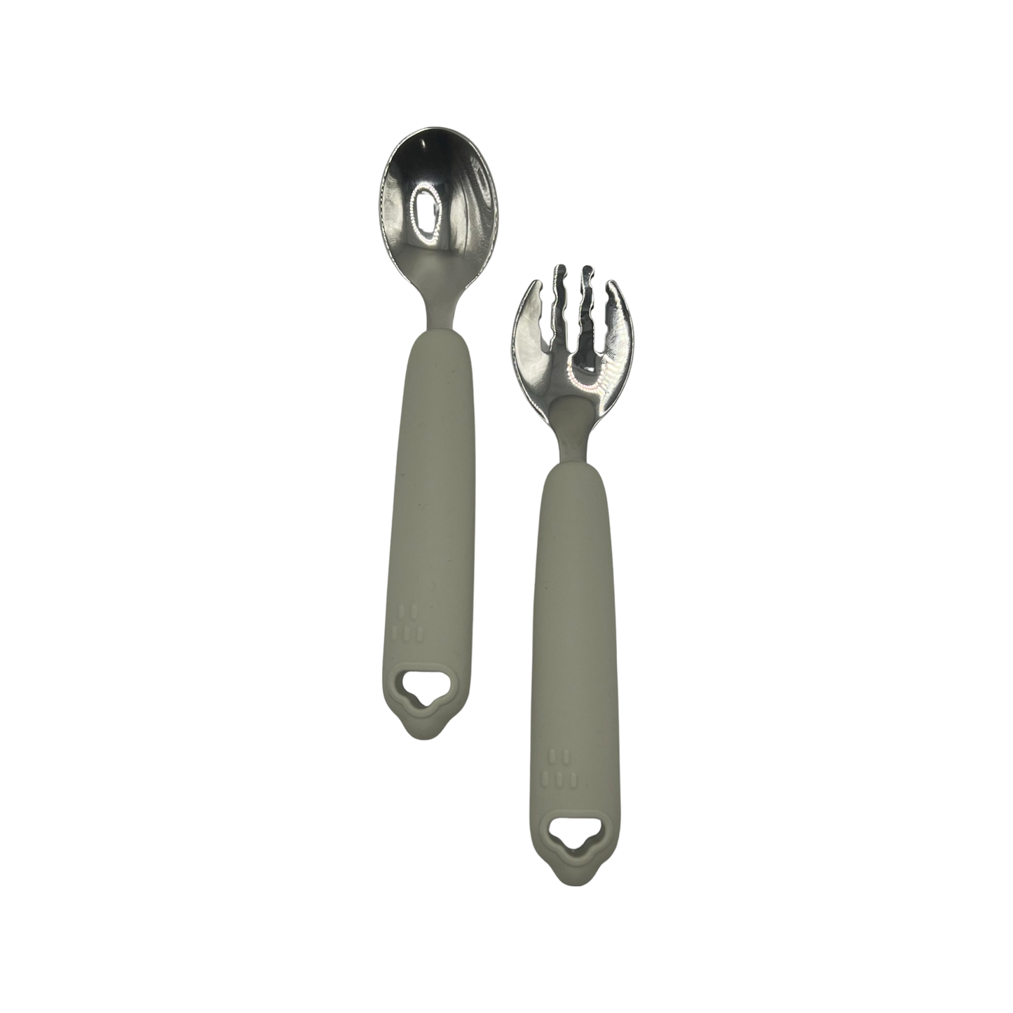 Silicone & Stainless Steel Fork and Spoon set For Toddler Self Feeding