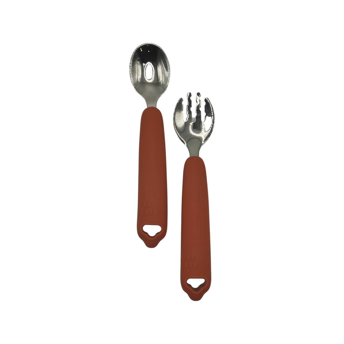Silicone & Stainless Steel Fork and Spoon set For Toddler Self Feeding