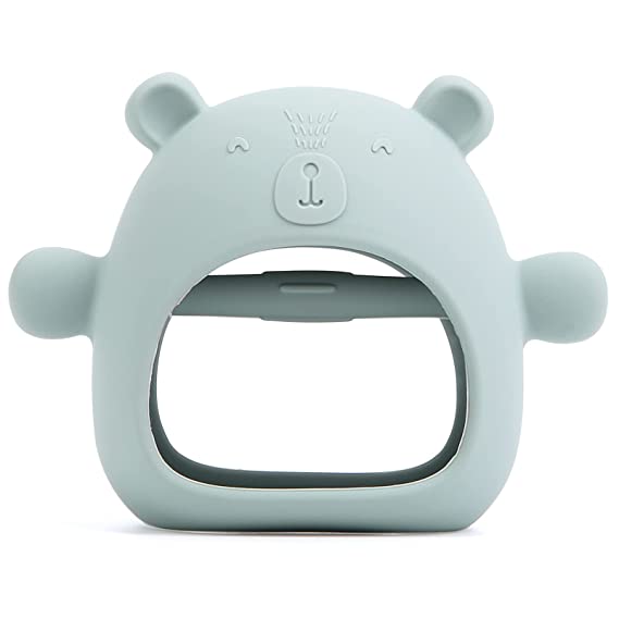 The Baby Toon™ Silicone Teething Spoon, Mint Elephant