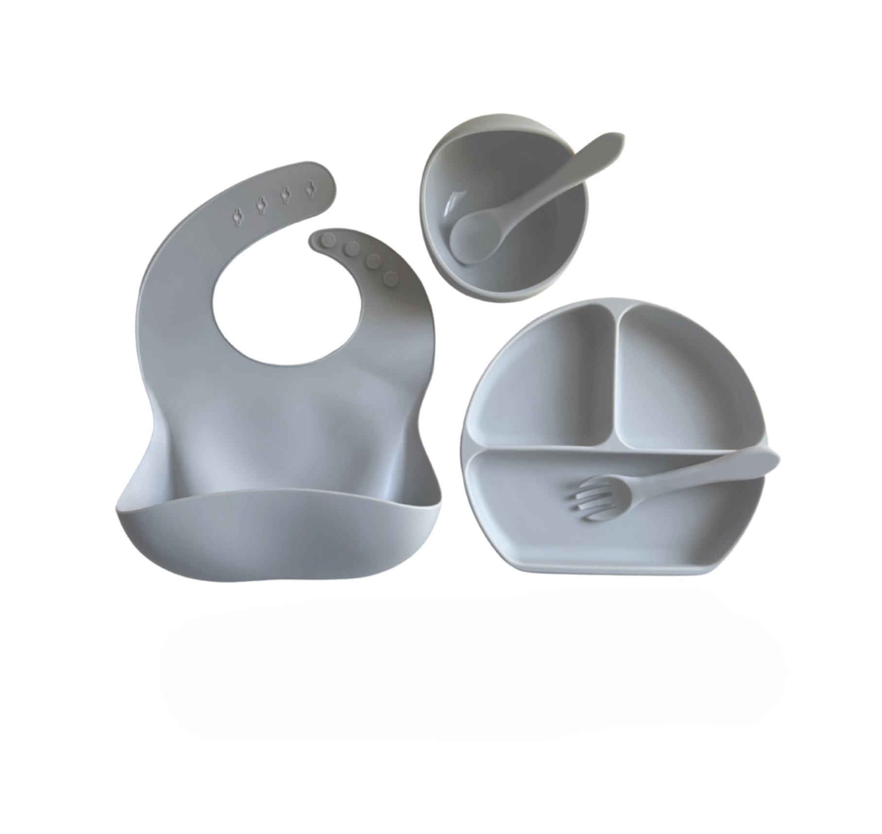 Heather Grey Silicone Feeding Set