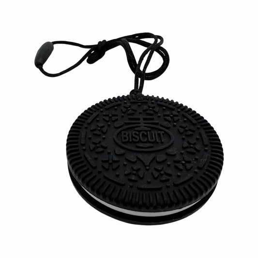 Black Silicone  cookie Chewy necklace for children & Adults